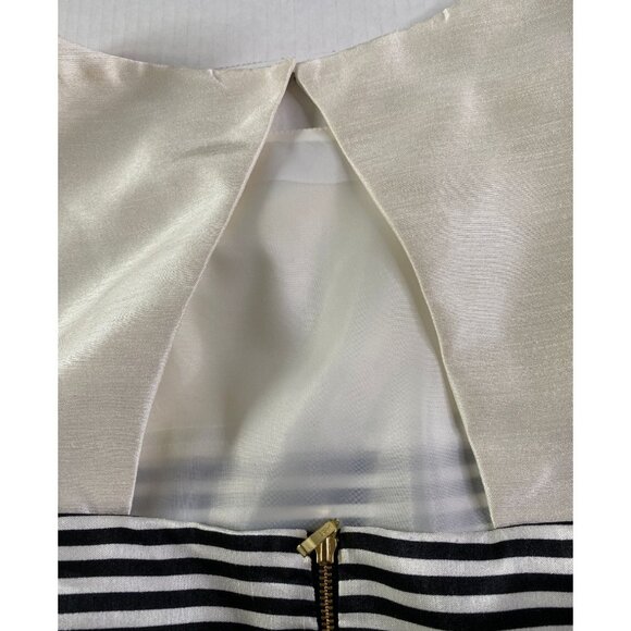 Julian Taylor Cream and Black Stripe Back Cut Out Dress Size 14 Whimsical Church - Picture 12 of 15
